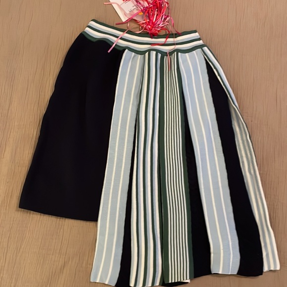 MSGM- Asymmetric Pleat Stripe Cotton Knit Skirt - Picture 13 of 13